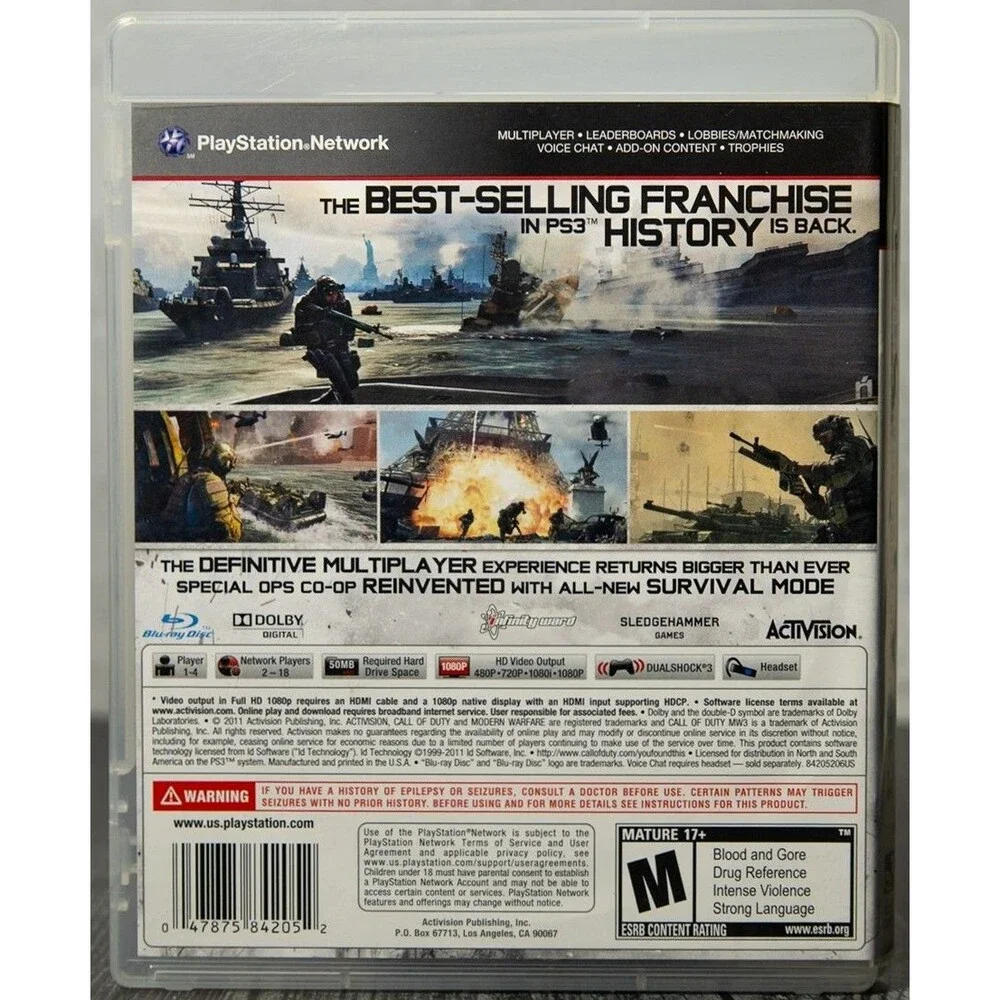 CALL OF DUTY MODERN WARFARE 3 PS3 GAME CLEANED/TESTED CLASSIC PLAYSTATION